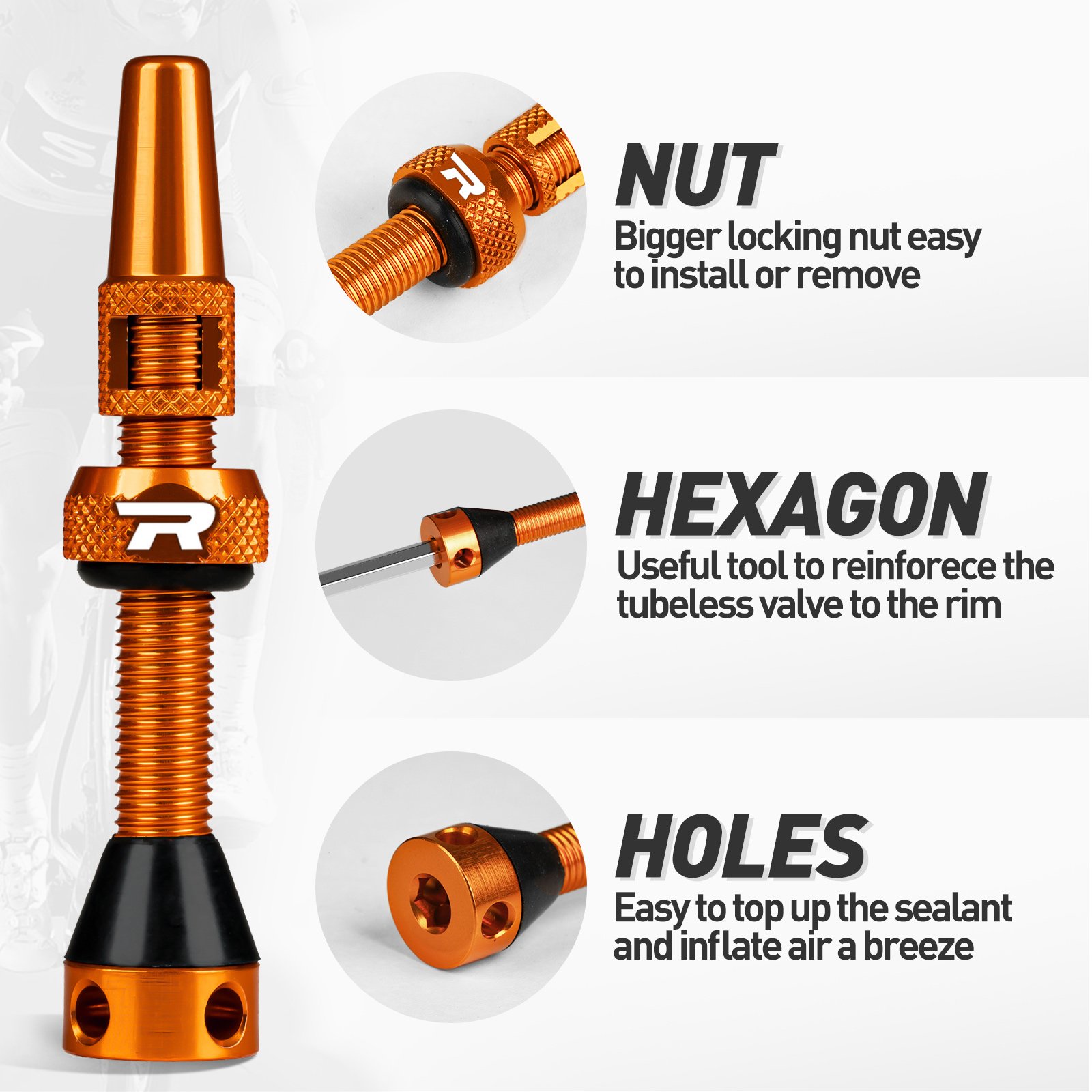 Roadup Tubeless Valve Stem Orange - 图片 3