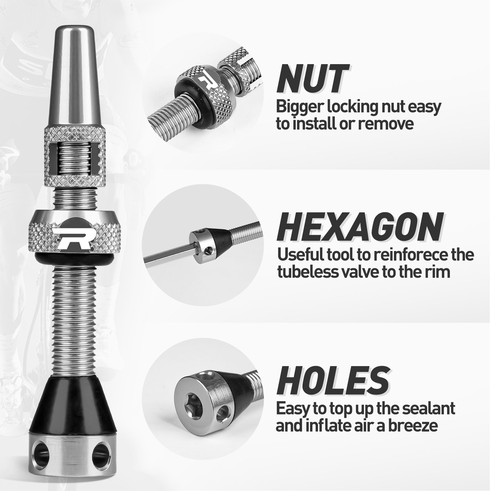 Roadup Tubeless Valve Stem Silver - 图片 3