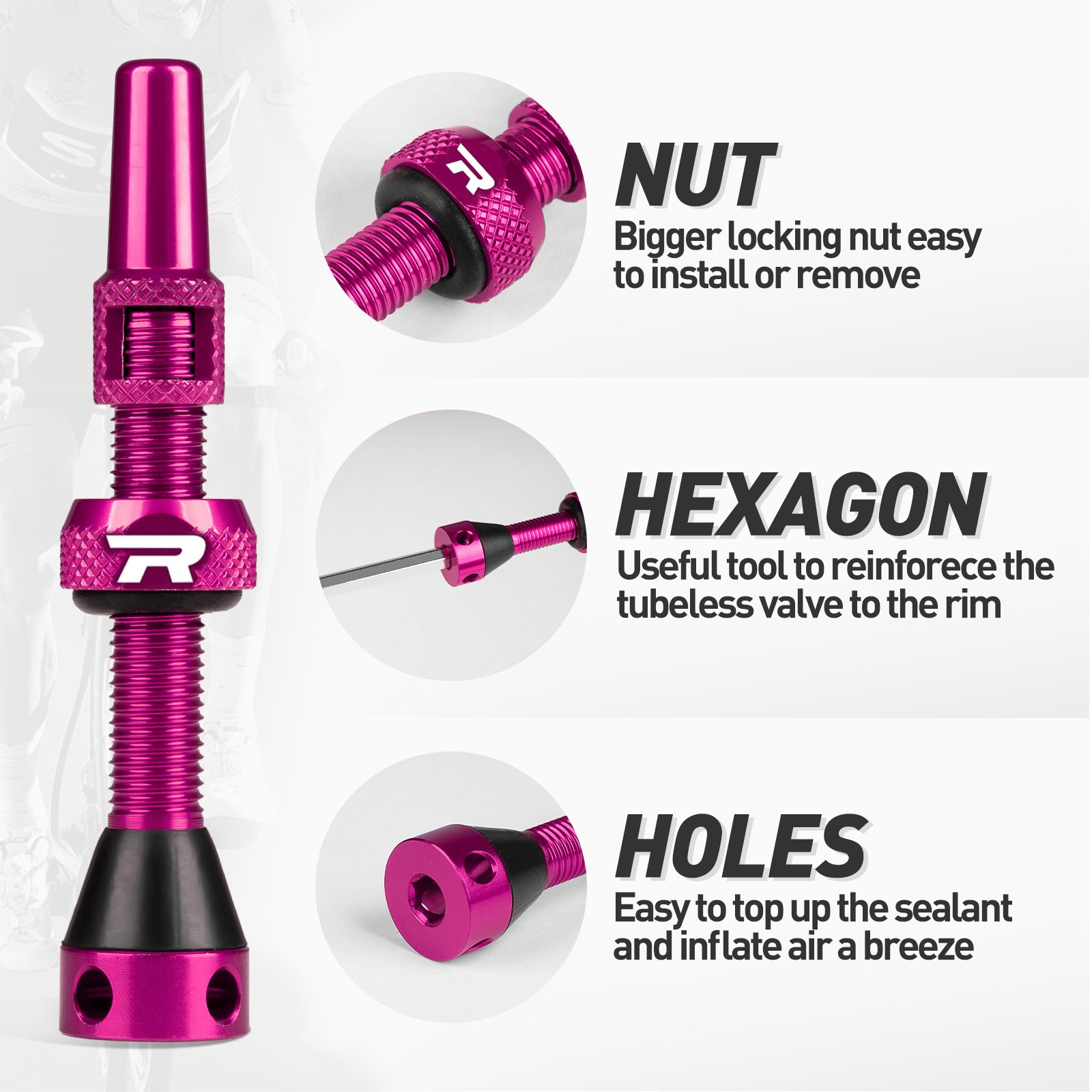 Roadup Tubeless Valve Stem Pink - 图片 2