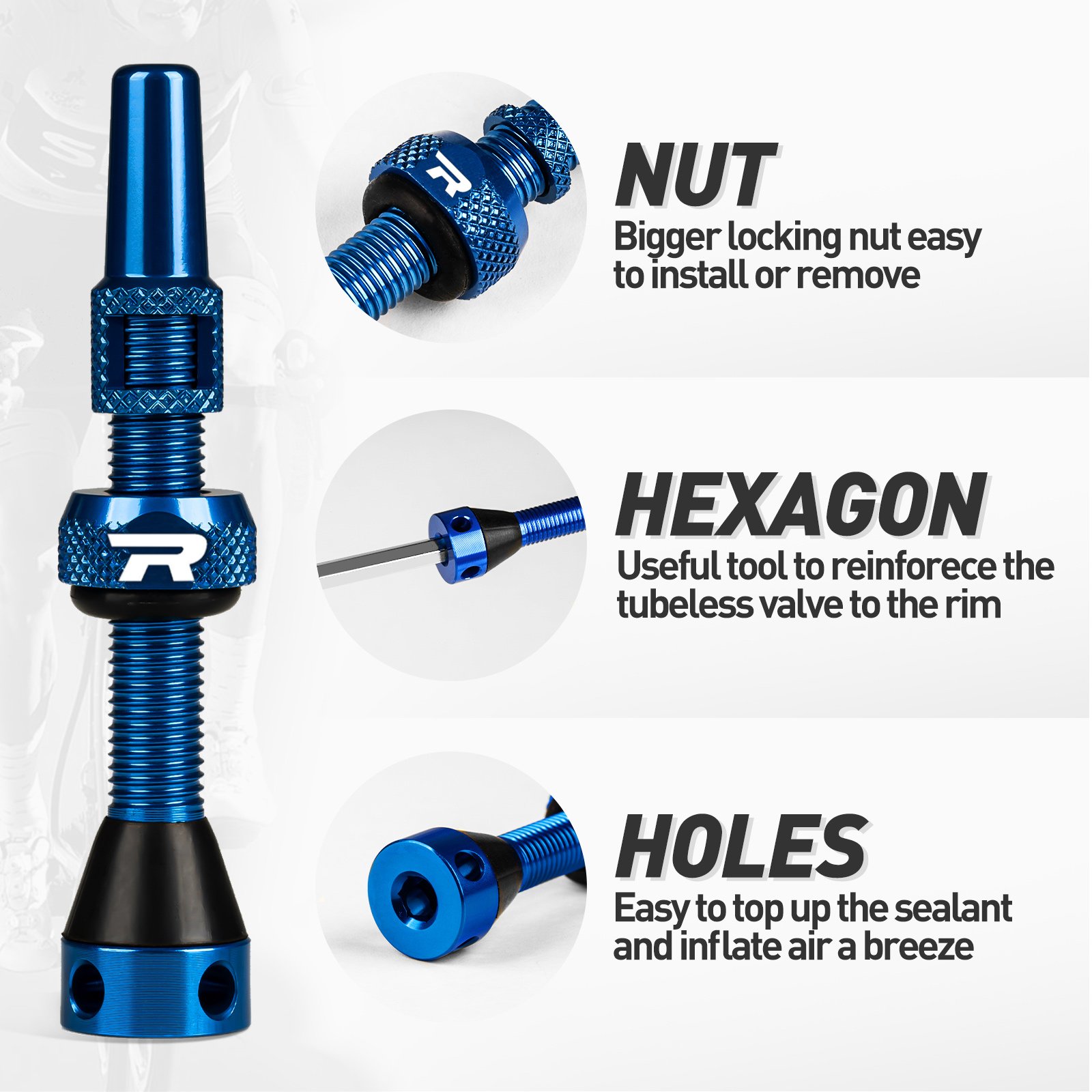 Roadup Tubeless Valve Stem Blue - 图片 3