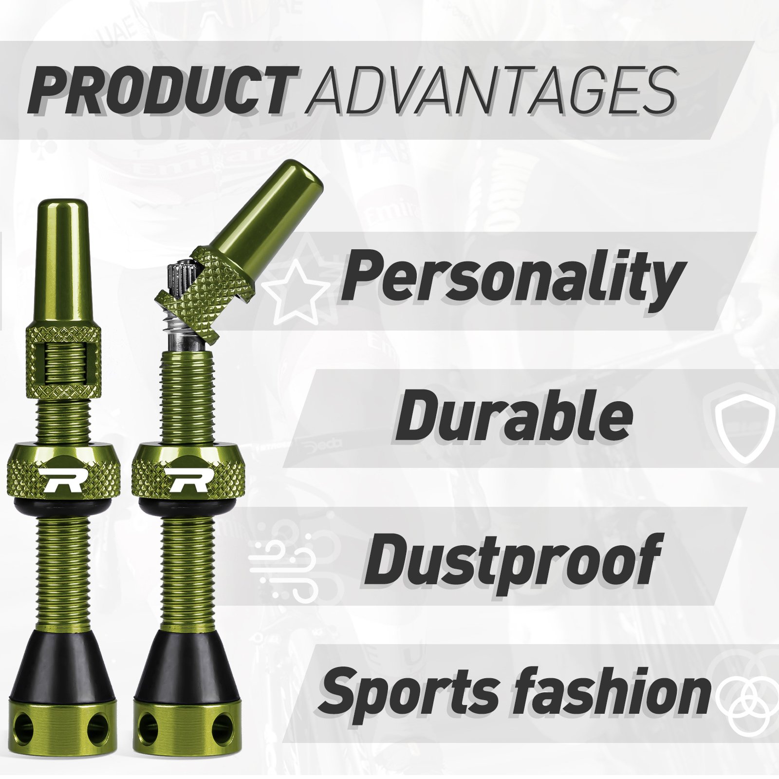 Roadup Tubeless Valve Stem Green - 图片 2